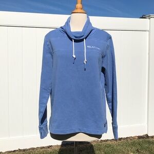 Vineyard Vines RELAX Wines Blue Mock Neck Pull Over Sweatshirt Size Medium
